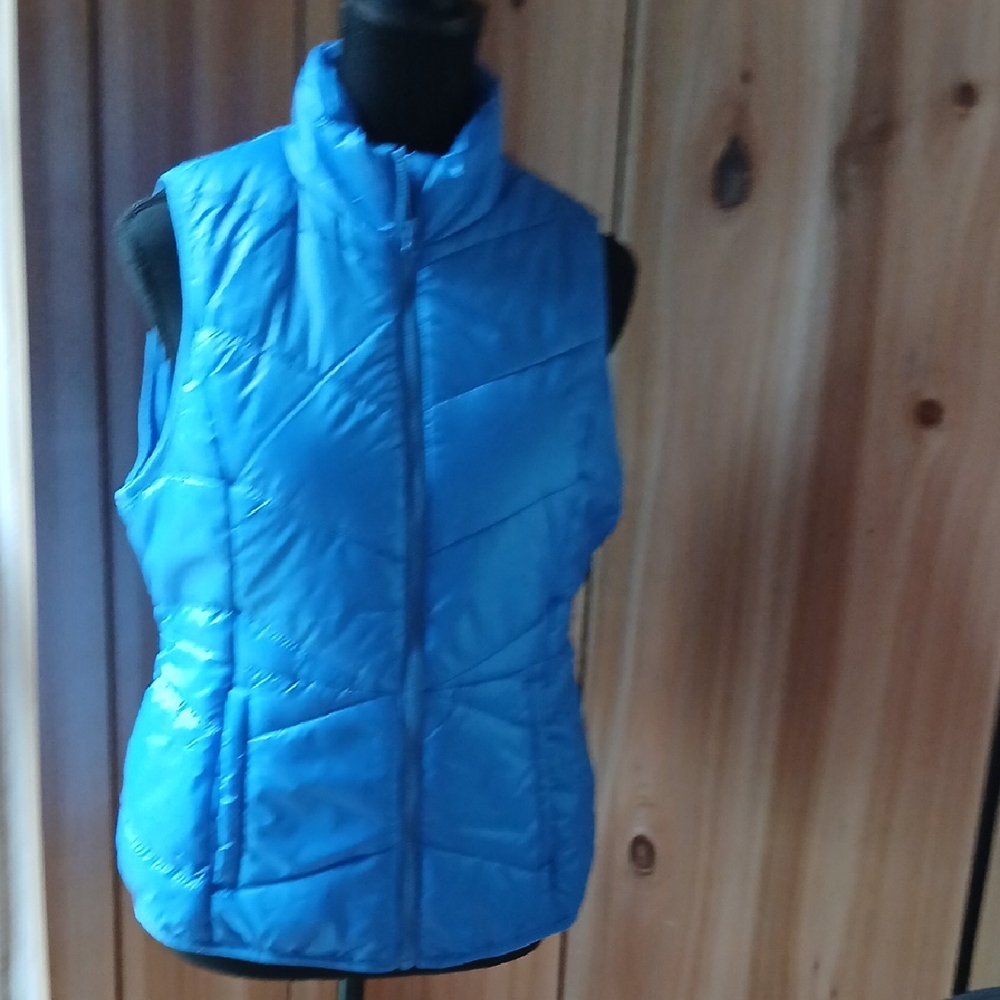Flirtitude Blue Quilted Vest with High Collar